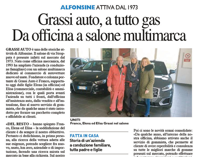 GRASSI AUTO articolo del 27/01/2017 uscito su "Il Resto del Carlino"